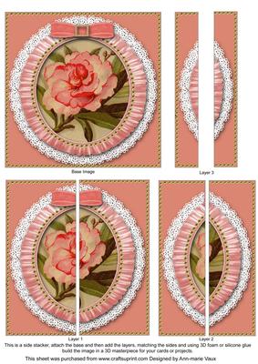 Oriental Peony Ruffle Lace 5in Sq Side Stacker