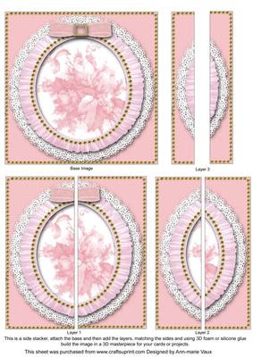 Pink Rose Ruffle Lace 5in Sq Side Stacker
