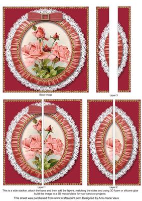 Pink Roses Posie Ruffle Lace 5in Sq Side Stacker