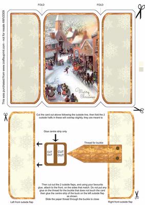 Christmas Village Centre Square Gatefold Buckle Card