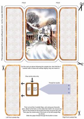Christmas Village Scene Square Gatefold Buckle Card