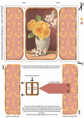 Lemon Rose Vase Square Gatefold Buckle Card