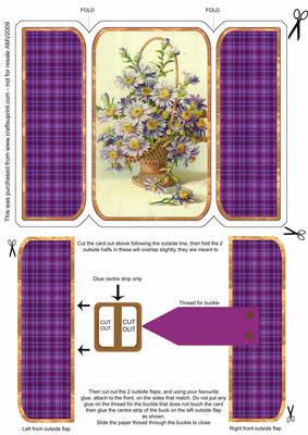 Purple Daisies Square Gaefold Buckle Card