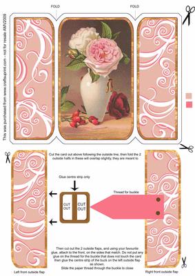 Beautiful Pink Rose Vase Square Gatefold Buckle Card