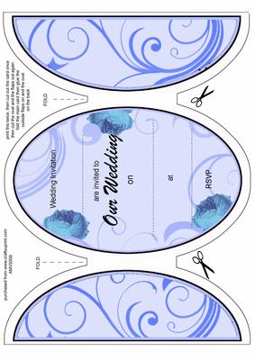 Blue Rose Wedding Invitation Giant Round Gatefold Card