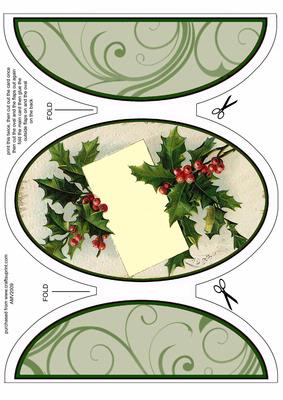 Holly Blank Christmas Giant Round Gatefold Card