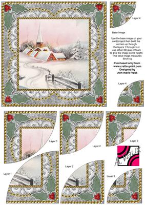 Snow Village Vintage 6 Inch Duo Corner Stack Card Front