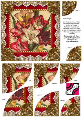 Colourful Lillies Vintage 6 Inch Duo Corner Stack Card Front