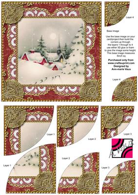 Christmas Village Vintage 6 Inch Duo Corner Stack Card Front