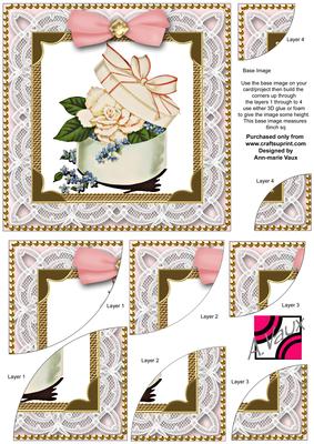 Flower Box Deep Lace 6 Inch Duo Corner Stack Card Front