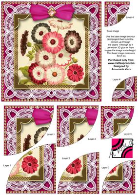 Happy Daisies Deep Lace 6 Inch Duo Corner Stack Card Front