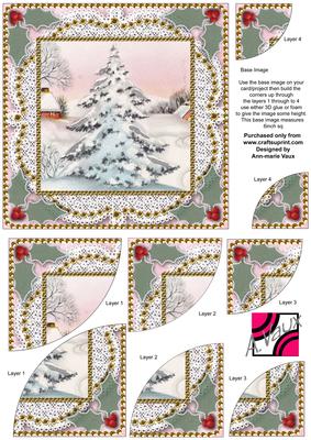 Christmas Tree Vintage 6 Inch Duo Corner Stack Card Front