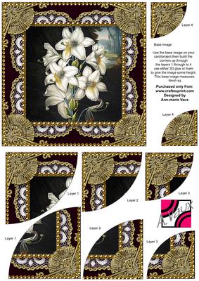 Lillies Black Vintage 6 Inch Duo Corner Stack Card Front