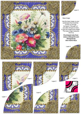 Wildflowers Blue Vintage 6 Inch Duo Corner Stack Card Front
