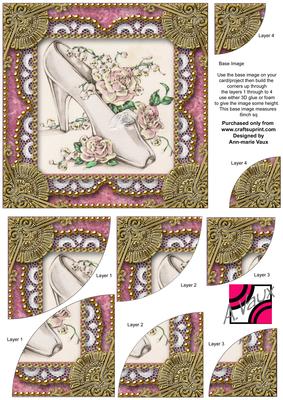Wedding Shoe Vintage 6 Inch Duo Corner Stack Card Front