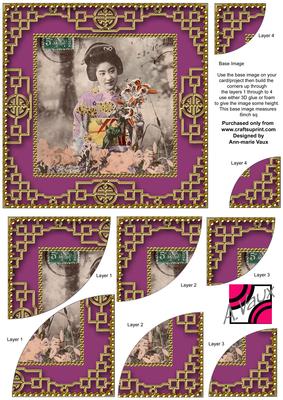 Oriental Garden Girl 6 Inch Duo Corner Stack Card Front
