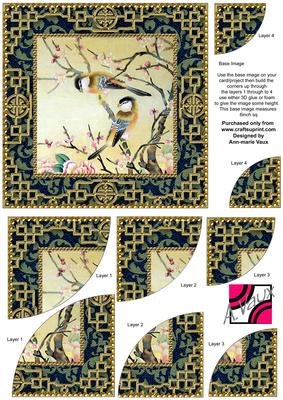 Oriental Birds 1 6 Inch Duo Corner Stack Card Front
