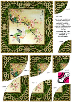 Oriental Birds 2 6 Inch Duo Corner Stack Card Front