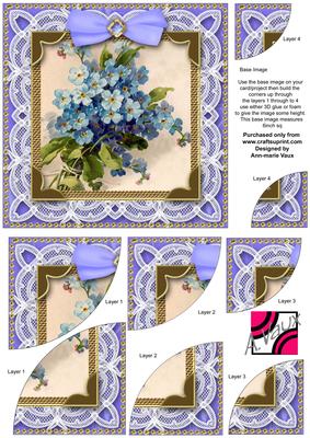 Forget-me-knots Deep Lace 6 Inch Duo Corner Stack Card Front
