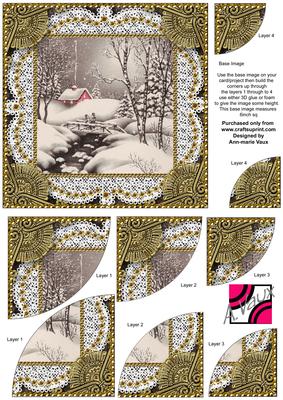 Christmas Snow Scene 6 Inch Duo Corner Stack Card Front