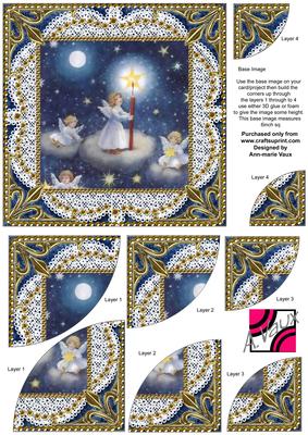 Angels Lit Sky Vintage 6 Inch Duo Corner Stack Card Front