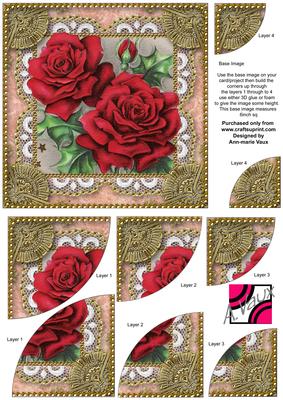 Beautiful Roses 2 Vintage 6 Inch Duo Corner Stack Card Front