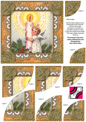 Christmas Candle Angel2 6inch Duo Corner Stack Card Front