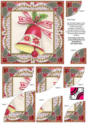 Christmas Bell Vintage 6 Inch Duo Corner Stack Card Front