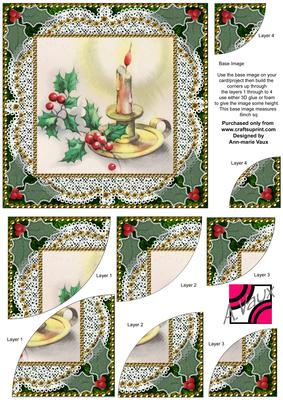 Christmas Candle 2 6inch Duo Corner Stack Card Front