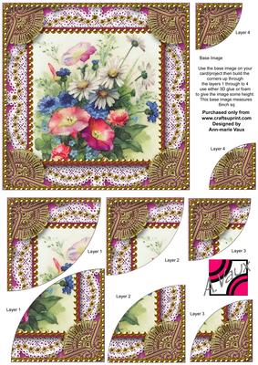 Wildflowers Pink Vintage 6inch Duo Corner Stack Card Front