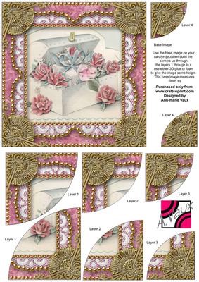 Ring Box Pink Vintage 6inch Duo Corner Stack Card Front