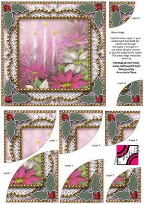 Pink Poinsettias 2 6inch Duo Corner Stack Card Front