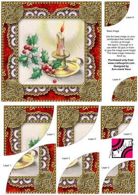 Christmas Candle 2a 6inch Duo Corner Stack Card Front