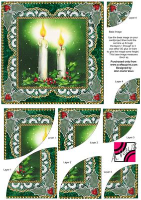 Christmas Candles3 6inch Duo Corner Stack Card Front