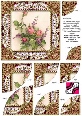 Rose Bouquet2 Vintage 6inch Duo Corner Stack Card Front