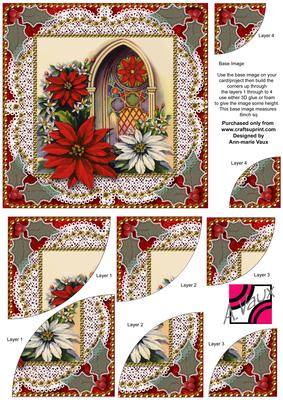 Christmas Poinsettia Window 6inch Duo Corner Stacker