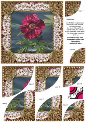 Plum Peony Vintage 6inch Duo Corner Stack Card Front