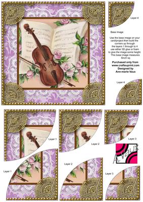 Lilac Violins Vintage 6inch Duo Corner Stack Card Front