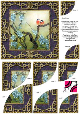 Oriental Lovebirds 6inch Duo Corner Stack Card Front