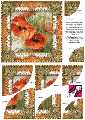 Poppies Vintage 6inch Duo Corner Stack Card Front