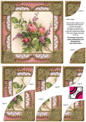 Rose Bouquet1 Vintage 6inch Duo Corner Stack Card Front
