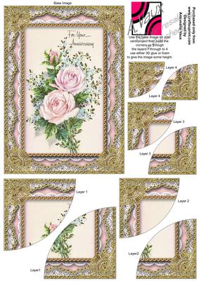 Anniversary Roses Gold Lace 7x5inch Duo Corner Stacker