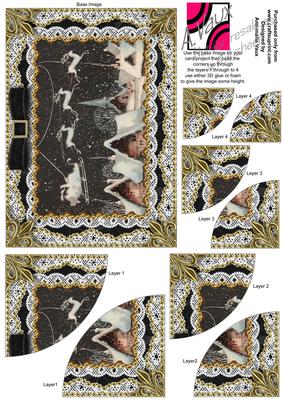 Christmas Night Gold Lace 7x5inch Duo Corner Stacker