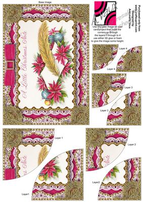 Christmas Note Gold Lace 7x5inch Duo Corner Stacker