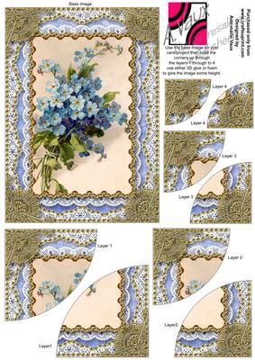 Forget-me-knots Gold Lace 7x5inch Duo Corner Stacker