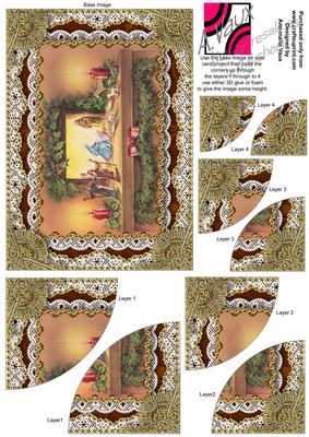 Christmas Nativity Gold Lace 7x5inch Duo Corner Stacker