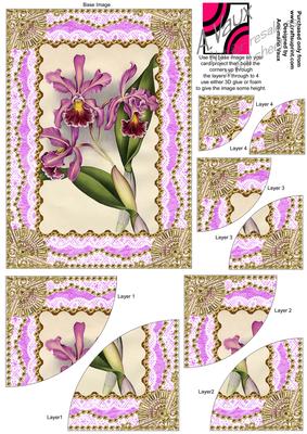 Purple Orchids Gold Lace 7x5inch Duo Corner Stacker