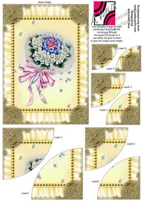 Wedding Bouquet Gold Lace 7x5inch Duo Corner Stacker