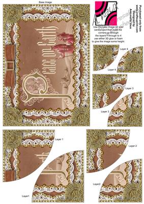 Peace on Earth Gold Lace 7x5inch Duo Corner Stack Card Front