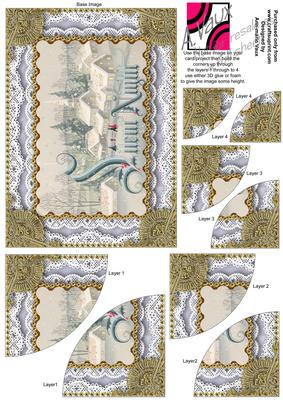Silent Night Gold Lace 7x5inch Duo Corner Stack Card Front